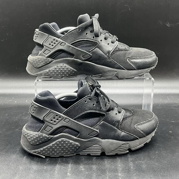 Nike Air Huarache Run Triple Black Sneakers Kids Size 6Y Athletic Running Shoes